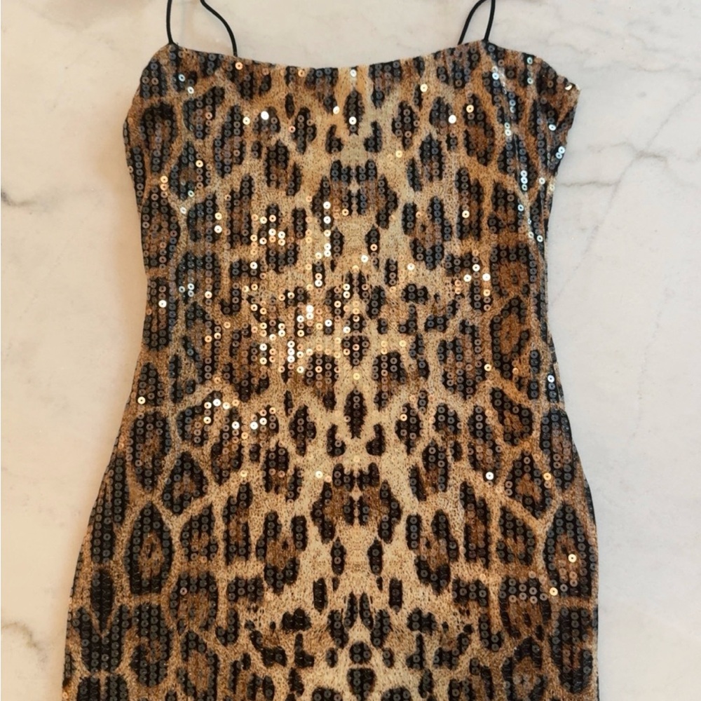 Leopard Print Sequin Dress